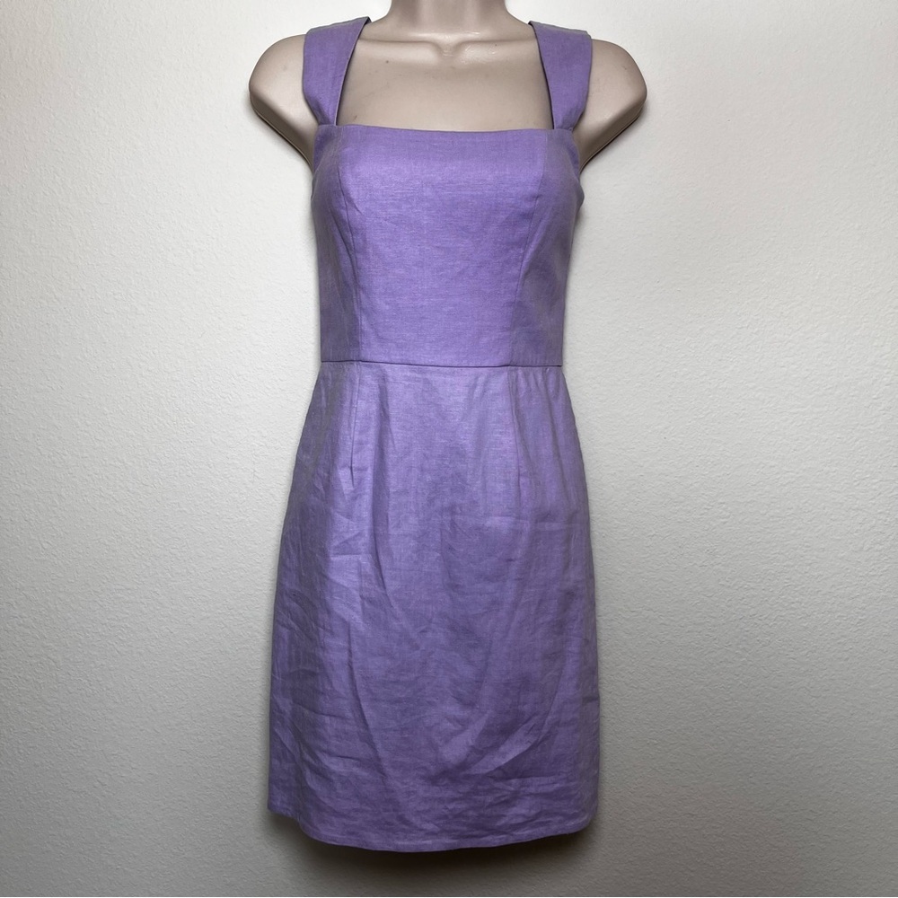 LPA Revolve‎ Women Linen Dress XS Purple Mini Square Neck Summer Feminine